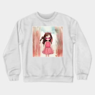 girl with pink glasses Crewneck Sweatshirt